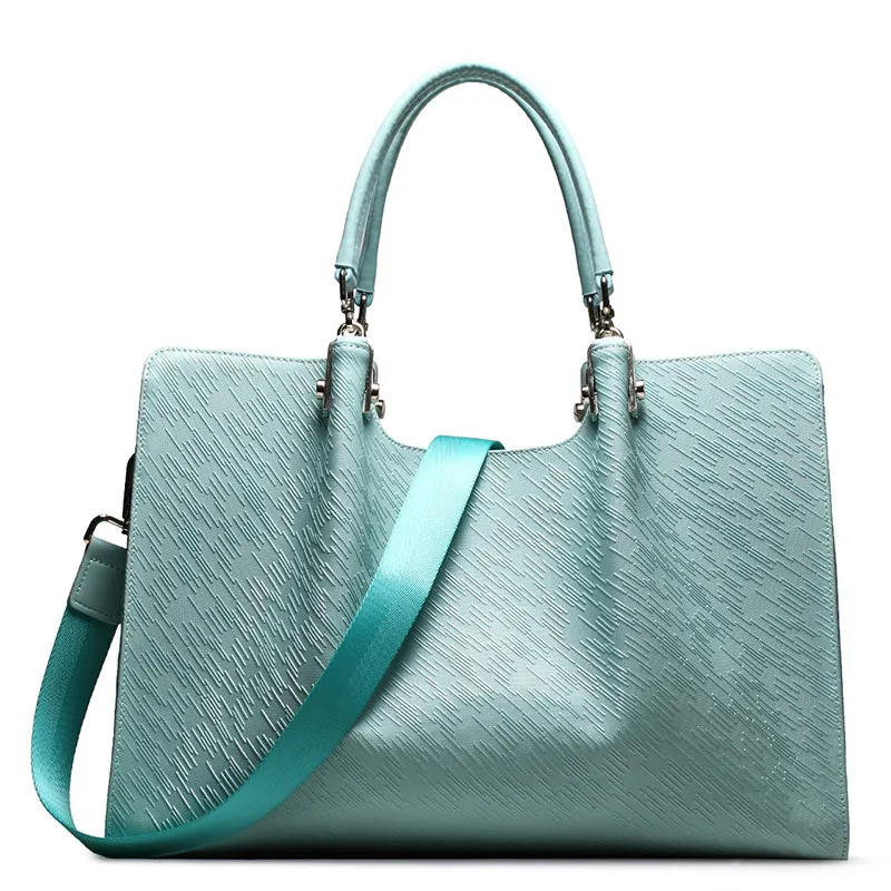 Модная винтажная стильная женская сумка из зернистой кожи, женская сумка из телячьей кожи, сумка через плечо, сумка для покупок, 2 размера - Цвет: Light blue size L