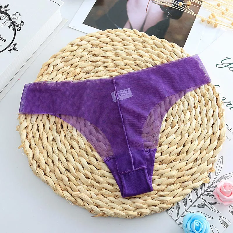 2019 New Full Transparent Panties Women Sexy Seamless Briefs Ladies Solid Thin Thongs and G-string Mesh Lace Underwear (11)