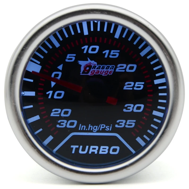 " 52 мм Универсальный Boost Turbo Автомобильный манометр-1~ 2 бар/-30 дюймов. hg~ 35 Psi метр Авто белый светодиодный