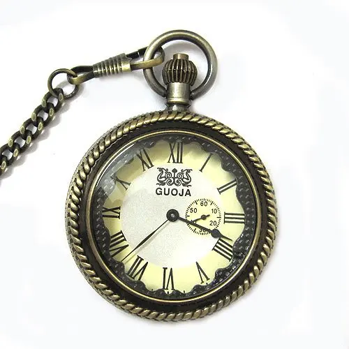 

Antique Bronze Two Dial Mechanical Pocket Watch Magnifier