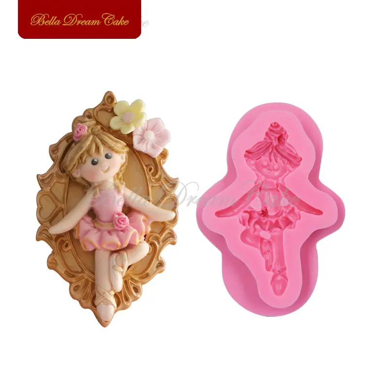 

3D Ballerina Character Silicone Moulds, Sugarcraft Fondant Bakery Template Food Grade Fondant Cake Chocolate Molds Cake Tools