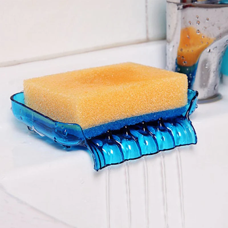 4Colors Silicone Sucker Plastic Water Drain Sponge Holder Soap Storage