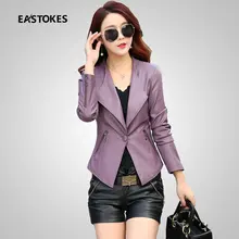 EASTOKES повседневные женские кожаные куртки с длинным рукавом, укороченные женские пальто, приталенная верхняя одежда
