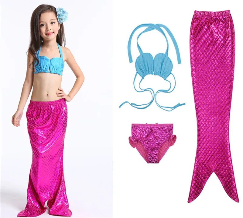 

Halloween Mermaid Beach Swimsuit 3 Piece Bikini Girls Group Cosplay Carnival Party Costume