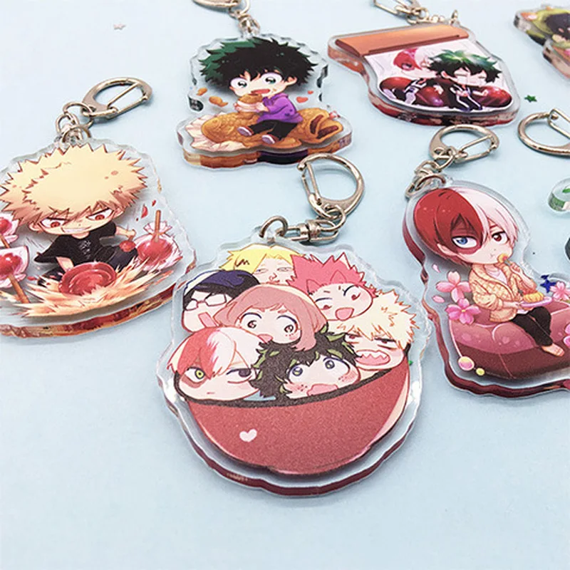 

Fashion Lovely Cartoon Anime New Academia My Hero Academi Keychain Acrylic Key Ring Charms Gift