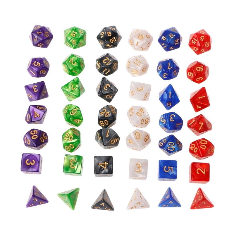 Многогранные кости золотые цифры для Дракона Pathfinder D20 D12 D10 % D8 D6 D4 7 шт. N10 Прямая