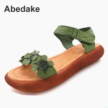 

Abedake brand women sandals open toe Genuine leather handmade summer shoes sandals national style retro sandals