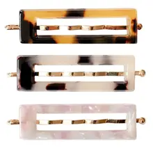 Женские прямоугольные заколки-бабочки для волос геометрические выдалбливают уксусная кислота Tortie Леопардовый металлический сплав волнистые заколки для волос боковая челка