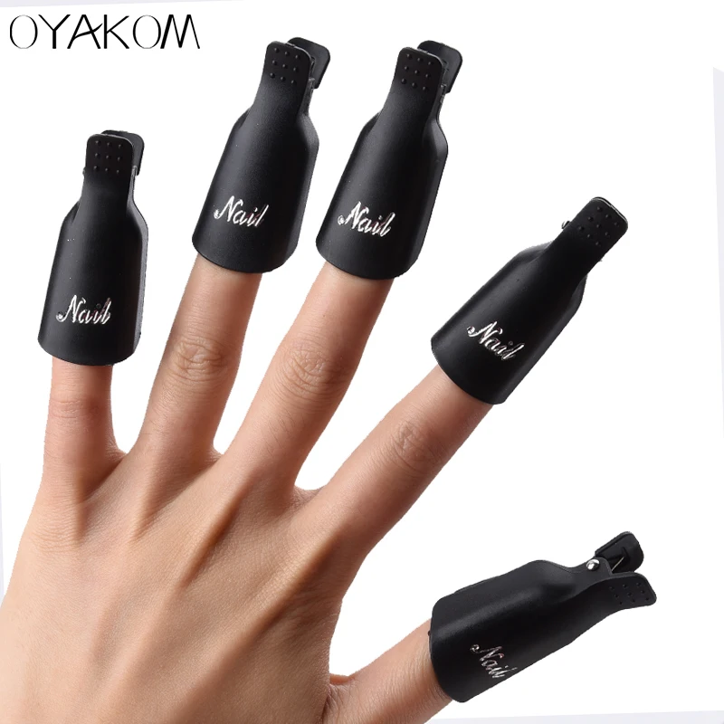 OYAKOM 5 قطعة مزيل طلاء الأظافر دائم البلاستيك مسمار الفن نقع قبالة كاب كليب الأشعة فوق البنفسجية هلام مزيل طلاء الأظافر التفاف أداة مسمار الفن ...