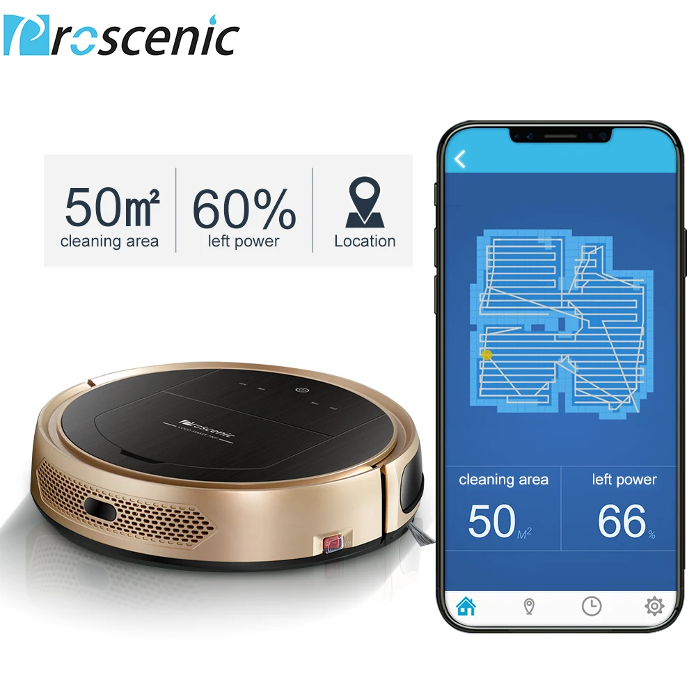Proscenic 790T Robot Vacuum Cleaner Wifi Connected Home Automatic Sweeping Dust Mopping APP Smart Planned Vacuum Cleaner