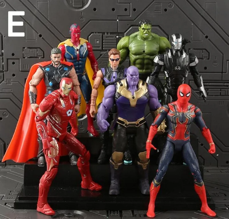 2018 Super Hero The Avengers action figure set Toys 18cm Spiderman Captain America Hulk Marvel toy 7pcs/lot