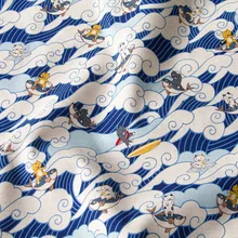 Полметра японская хлопковая льняная ткань пэчворк шитье Сделай Сам ручной работы текстиль кошка серфинг