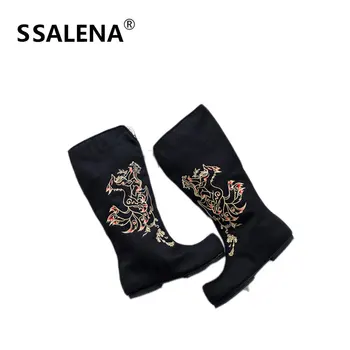 

Women Mid Calf Cotton Fabric Boots Female Flat Light Weight Shoes Ladies Spring Anutmn Pointed Toe Comfortable Boots AA60921