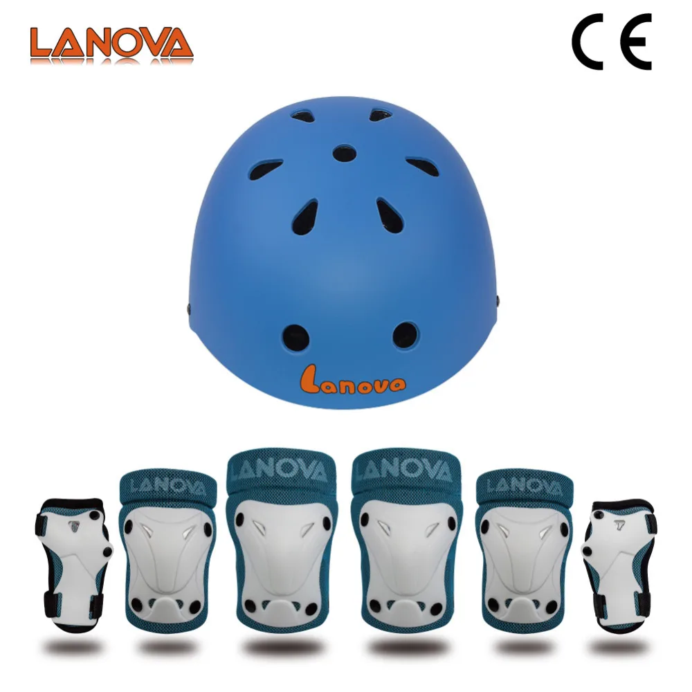 

LANOVA Kids 7pcs Protective Gear Set Kids helmet Knee Elbow Pads Wrist Protector Scooter Cycling Roller Skate helmet