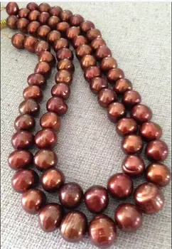 

Beautiful 36" 50"11-12MM BAROQUE RED CHOCOLATE PEARL NECKLACE