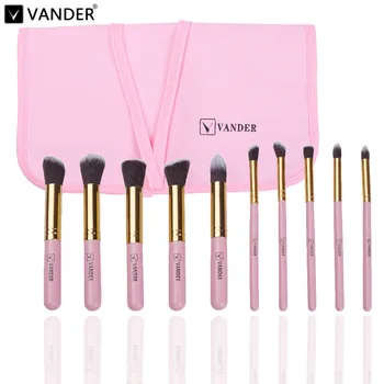

Vander Pink 10pcs Pro Makeup Set Powder Foundation Eyeshadow Eyeliner Concealer Cosmetic Brushes Kit Blending Pencil Maquillage