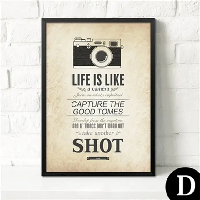 إيجابية الحياة يقتبس ملصق فني الشمال دراجة كاميرا نمط طلاء جدران قماش