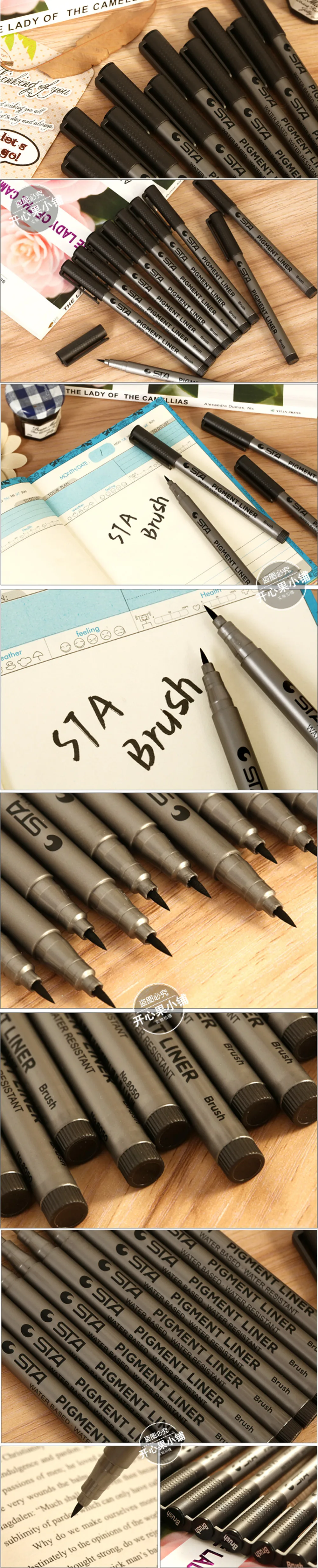 STA Platinum кисть для письма каллиграфия ручка черный мягкий художественные маркеры ручки канцелярские Canetas Escolar