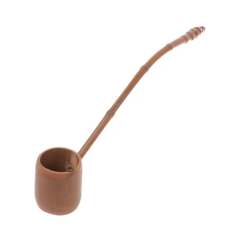 

VFGTERTE 1PC Bamboo Tea Spoon Extra Long Handle Handmade Natural Wooden Water Scoops Utensils Home Office Teaware