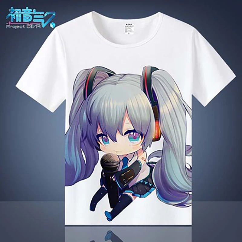 Футболка с коротким рукавом Hatsune Miku Sakura зеркальный тон Gemini Snow для мужчин и женщин