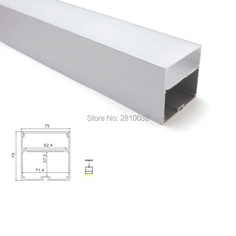 Canal de Perfil de Alumínio Alumínio e 75x75 Luz para Lâmpadas de Suspensão 100x1 m Conjuntos e lote 6000 Séries Levou e 75x75 u Perfil Levou 2 canal de perfil de alumínio e 75x75