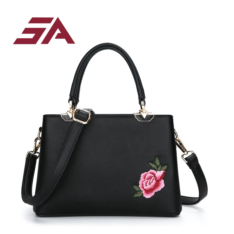 2017 Women Bag Pu Leather Tote Brand Name Bag Ladies A Flowered Handbag 2017 Woman Crossbody ...