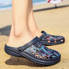 Садовые Туфли-сабо мужские легкие кроссовки быстросохнущие летние пляжные тапки плоские Benassies уличные сандалии воздушная сетка садовая обувь