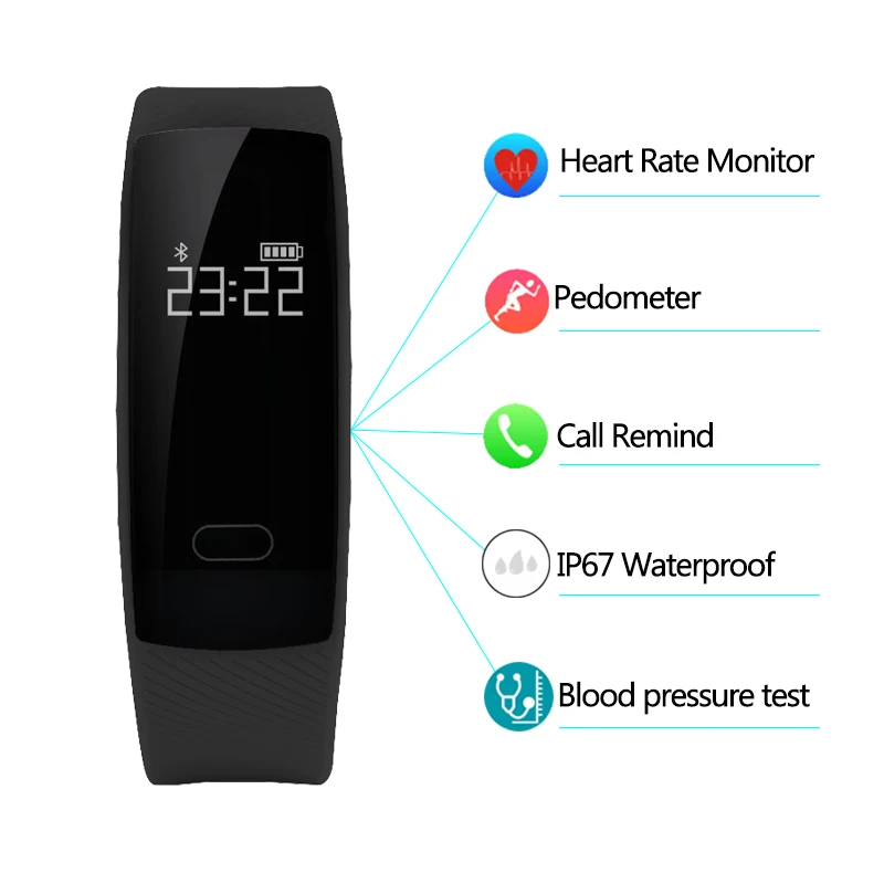 SOVOGU B28 смарт браслет Bloeddruk фитнес трекер Hartslagmeter Slaap Трекер Смарт QS80
