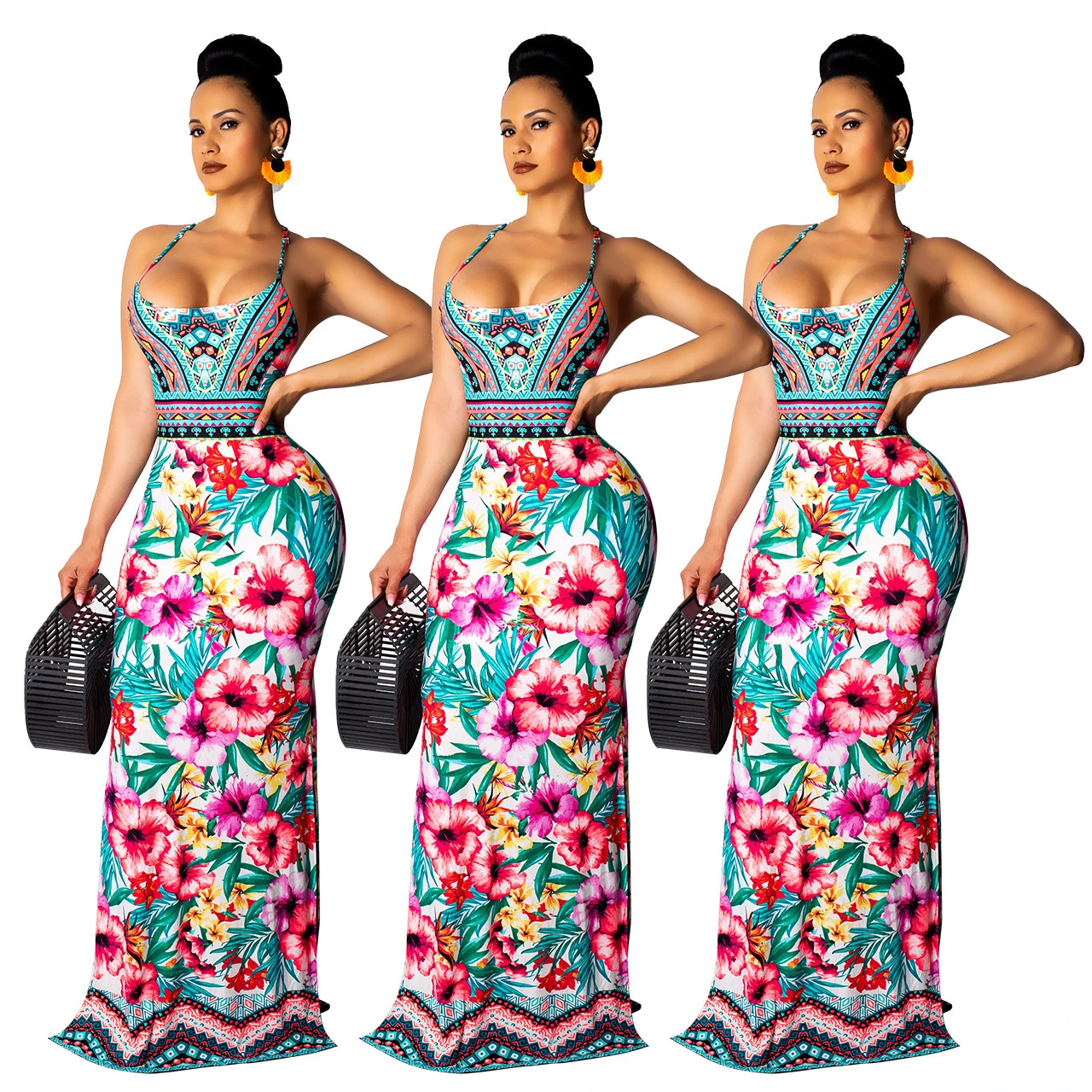 bohemian halter maxi dress