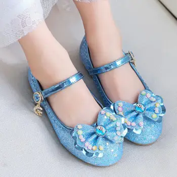 

New Children Elsa Princess Sandals Dress Shoes For Girl Butterfly Flat Heels Fille Sandal Baby Girl Casual Shoes Size 24-35
