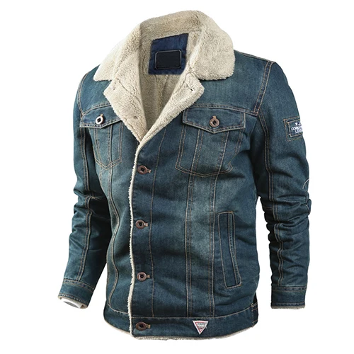 MAGCOMSEN мужские куртки, зимняя теплая джинсовая куртка, утолщенная винтажная джинсовая куртка для мужчин, верхняя одежда размера плюс 6XL AG-MG-01 - Цвет: Dark Blue