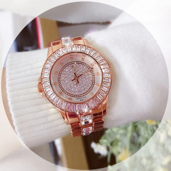 Женские часы с бриллиантами, топ класса люкс, бренд, стильные золотые часы для женщин, s, нержавеющая сталь, наручные часы для женщин, Bayan Kol Saati - Цвет: rose gold