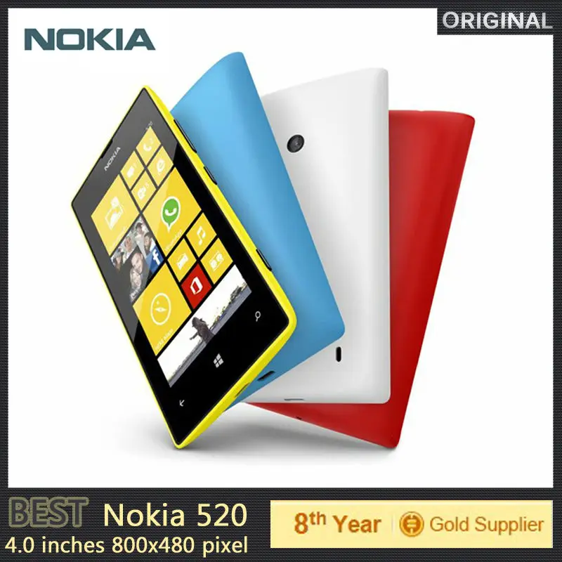 Оригинал 520 Nokia Lumia Windows мобильный телефон 8 двухъядерный ГБ ROM 5-мп GPS Wifi 4.0 &quot IPS