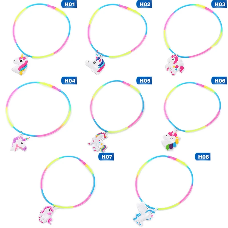 Модное детское ожерелье с подвеской в виде единорога для девочек, детское Силиконовое ожерелье, украшения для дня рождения, подарки для детей