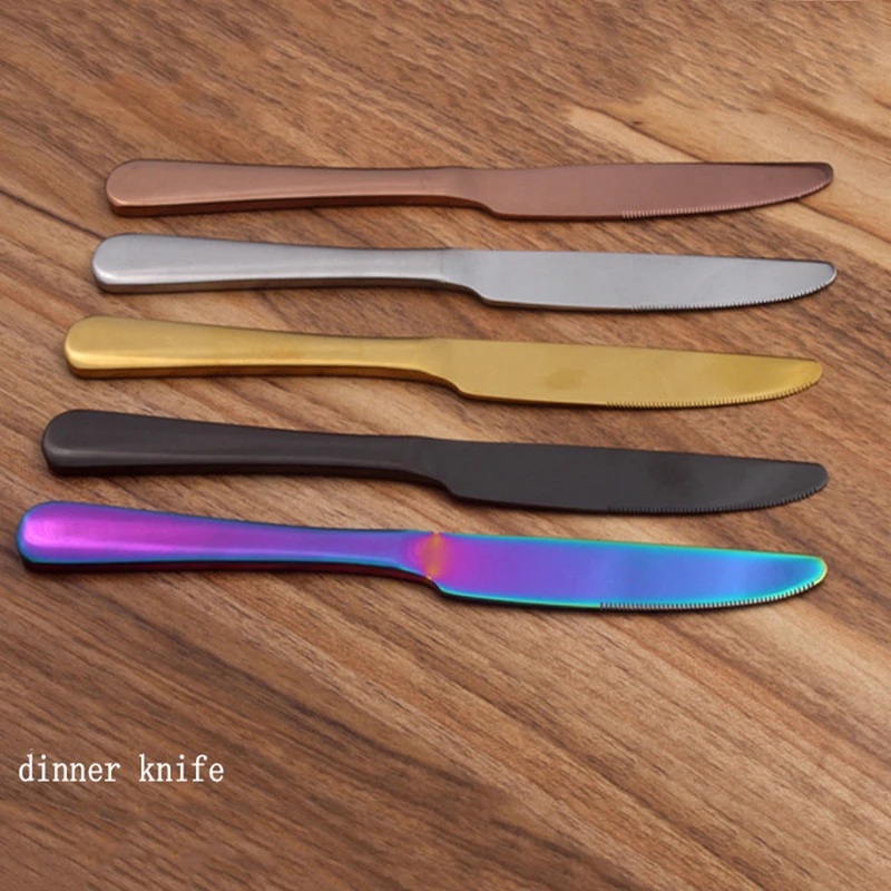 4Pcs/Set New Luxury Multicolor Rainbow Dinner Set Wedding Travel Cutlery Stainless Steel Dinner Knife Fork Scoops Silverware Set