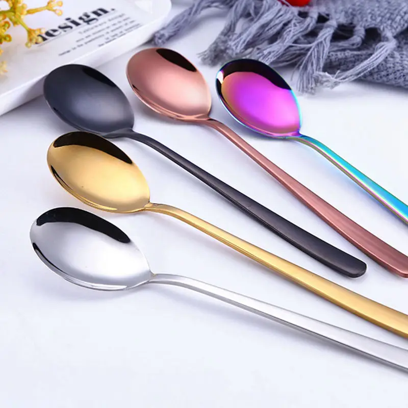 Rose Gold Stainless Steel Creative Titanium-Plated Environment-Friendly Portable Tableware 304 Stainless Steel Spoon Chopstick