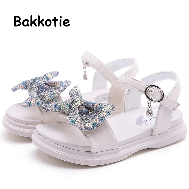 

Bakkotie 2019 Baby Girls Fashion Glitter Beach Sandals Summer Kids New Soft Casual Dress Shoes Princess Bowtie Sandals