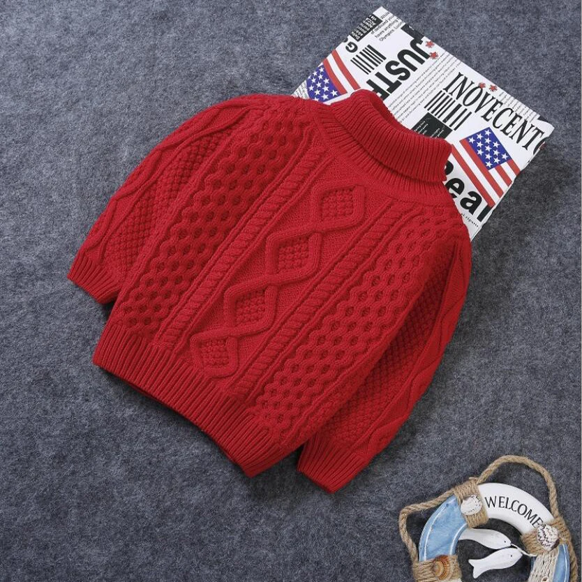 Tanie Ubrania dla dzieci boys baby bawełniane ciepłe pulowery pluszowe wewnątrz swetry dziewczyny zimowe golfem dzianiny kurtka luźna 1 12T płaszcz