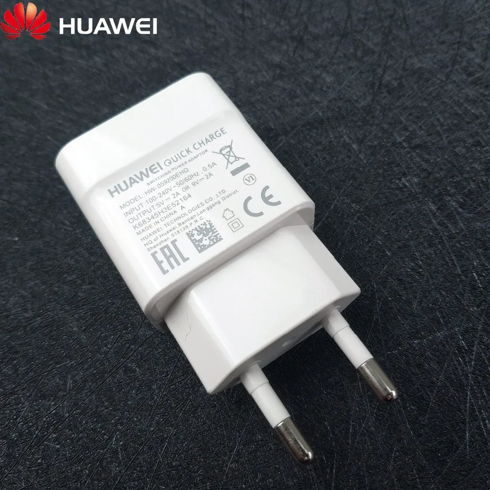 

Original Huawei P20 Lite Charger QC2.0 EU Wall Quick Fast 9V 2A Charge power Adapter Micro usb Type-C cable Huawei P9 P10 Nova 3