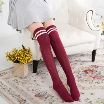 

Women Girl Stripe Stripy Striped Over The Knee Thigh High Stockings Long Fashion