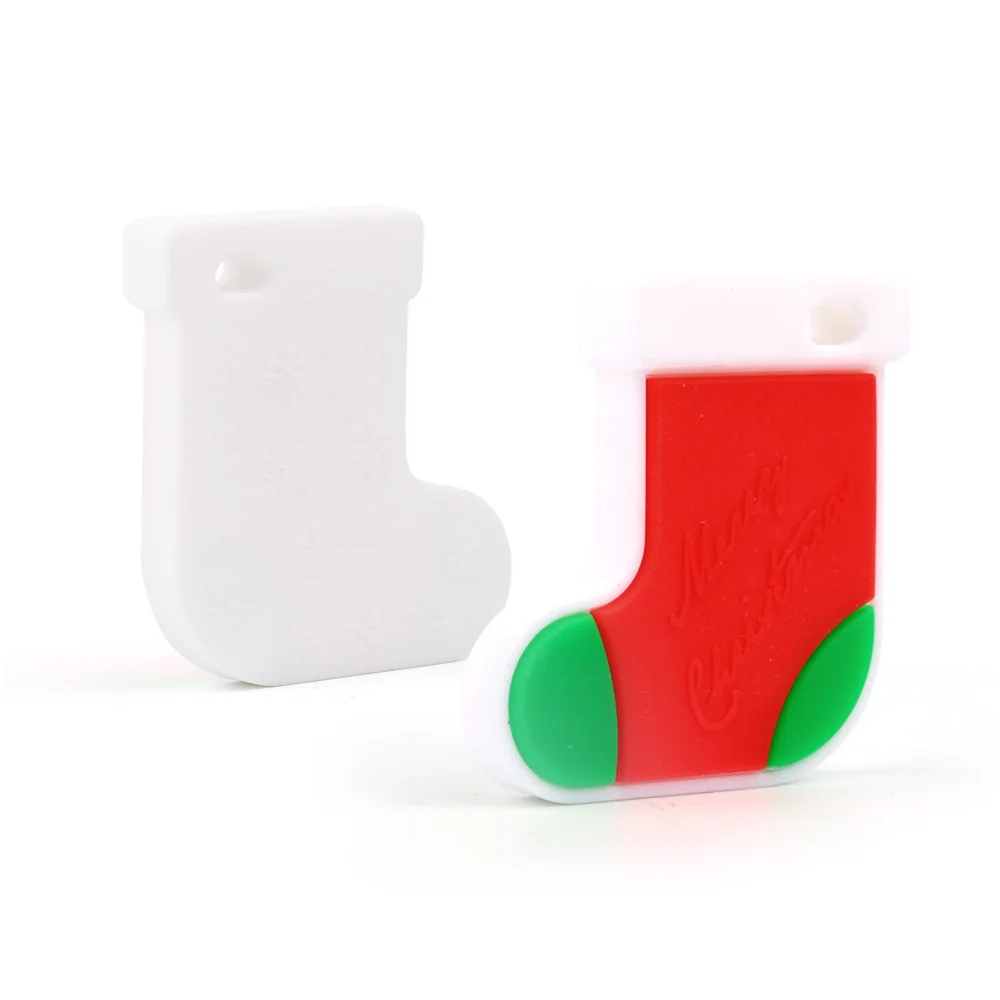 TYRY. HU 1 шт. Милые силиконовые рождественские носки Детские Прорезыватели Жевательная для прорезывания зубов игрушка безопасная Подвеска для детей Прорезыватель для зубов ребенок Рождество