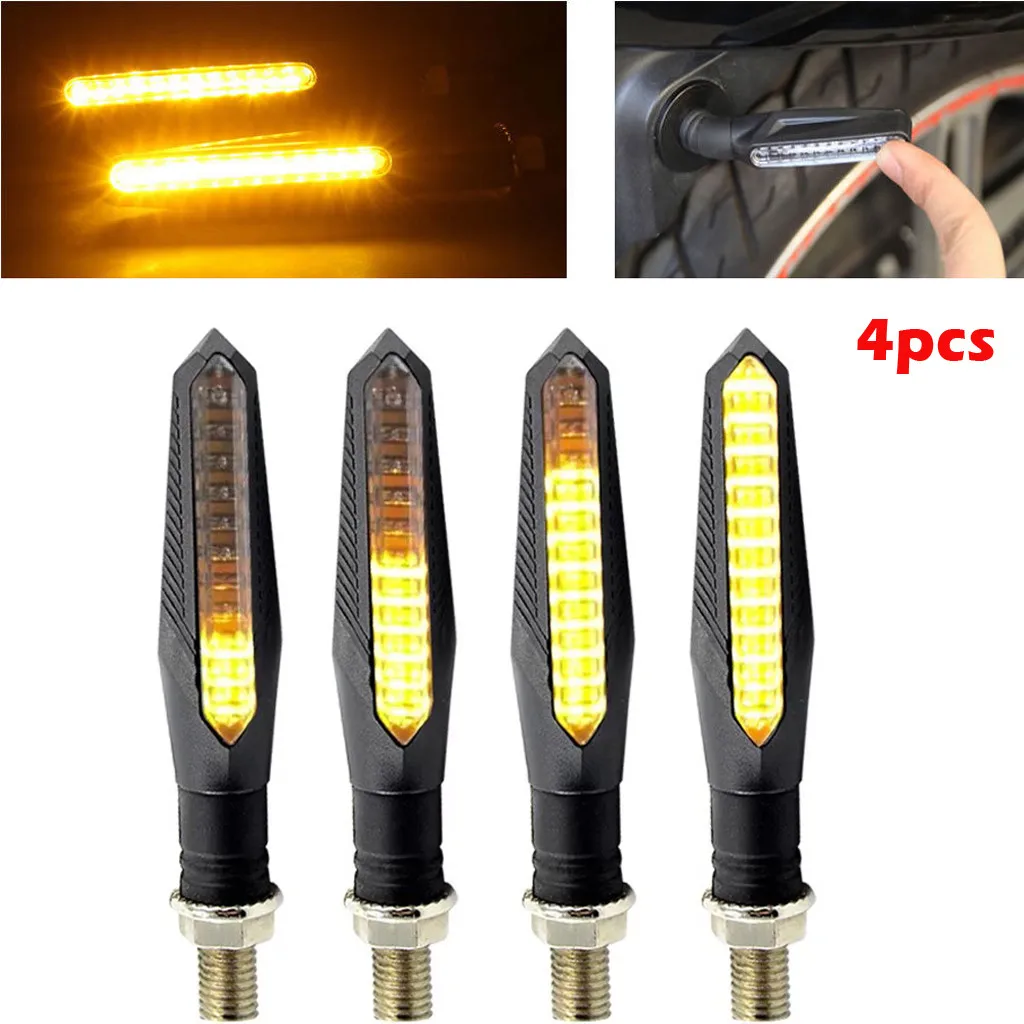 

4Pcs Bendable Motorcycle 12 LED Turn Signal Light Indicator Blinker Lamp Amber Car Accessories Motorcycle LED Turn Signal Light