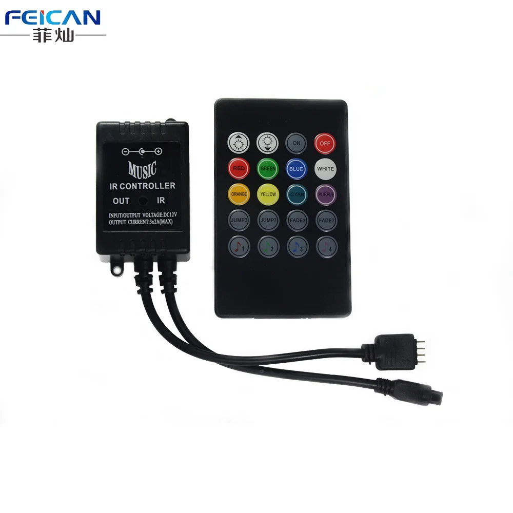Free Shipping Music 20 KEY IR Controller with Sound Sensor For 3528