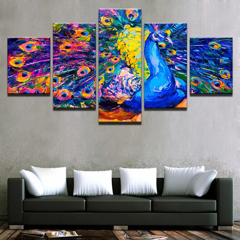 

Animal Print Watercolor Peacock Canvas Painting Prints Bedroom Home Decor Modern Wall Art Oil Painting Poster Pictures Framework