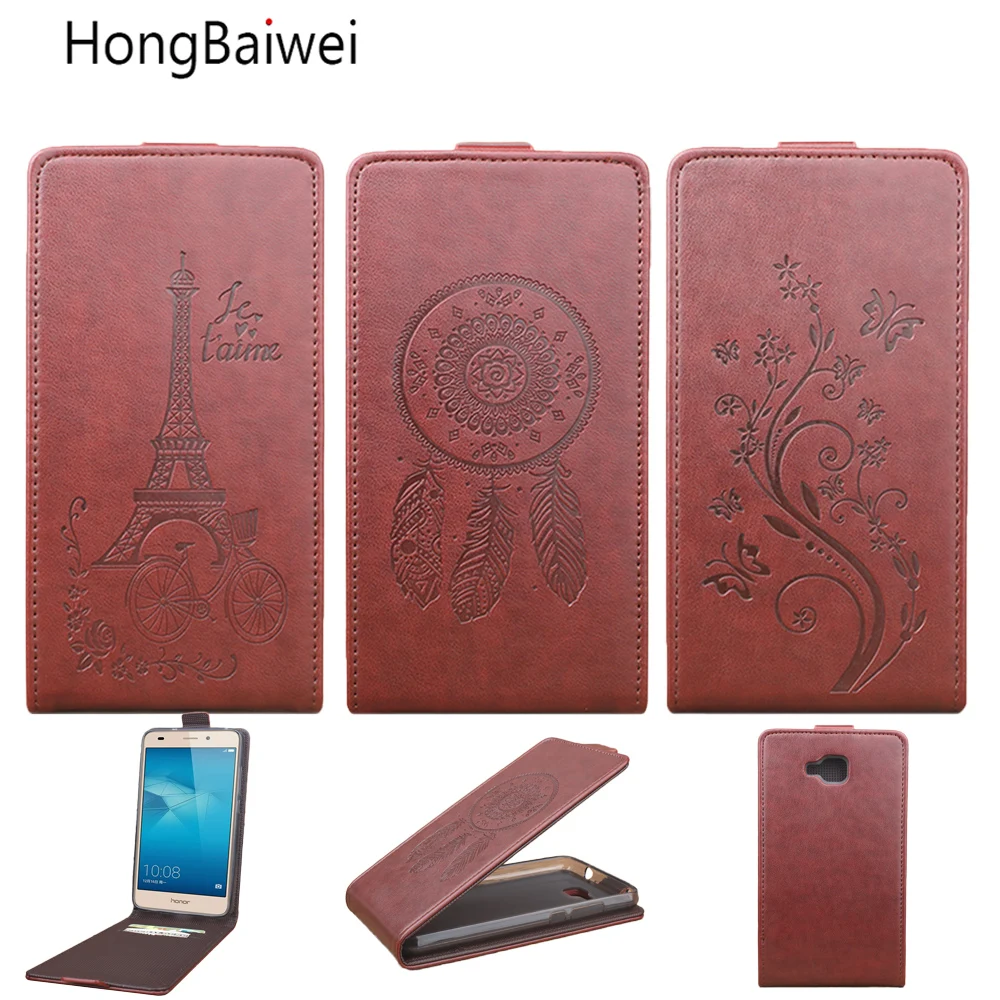 

HongBaiwei for Euro Version Huawei Honor 5C NO Fingerprint Hole Flip Case Embossed Leather Case Cover for Huawei Honor 5C