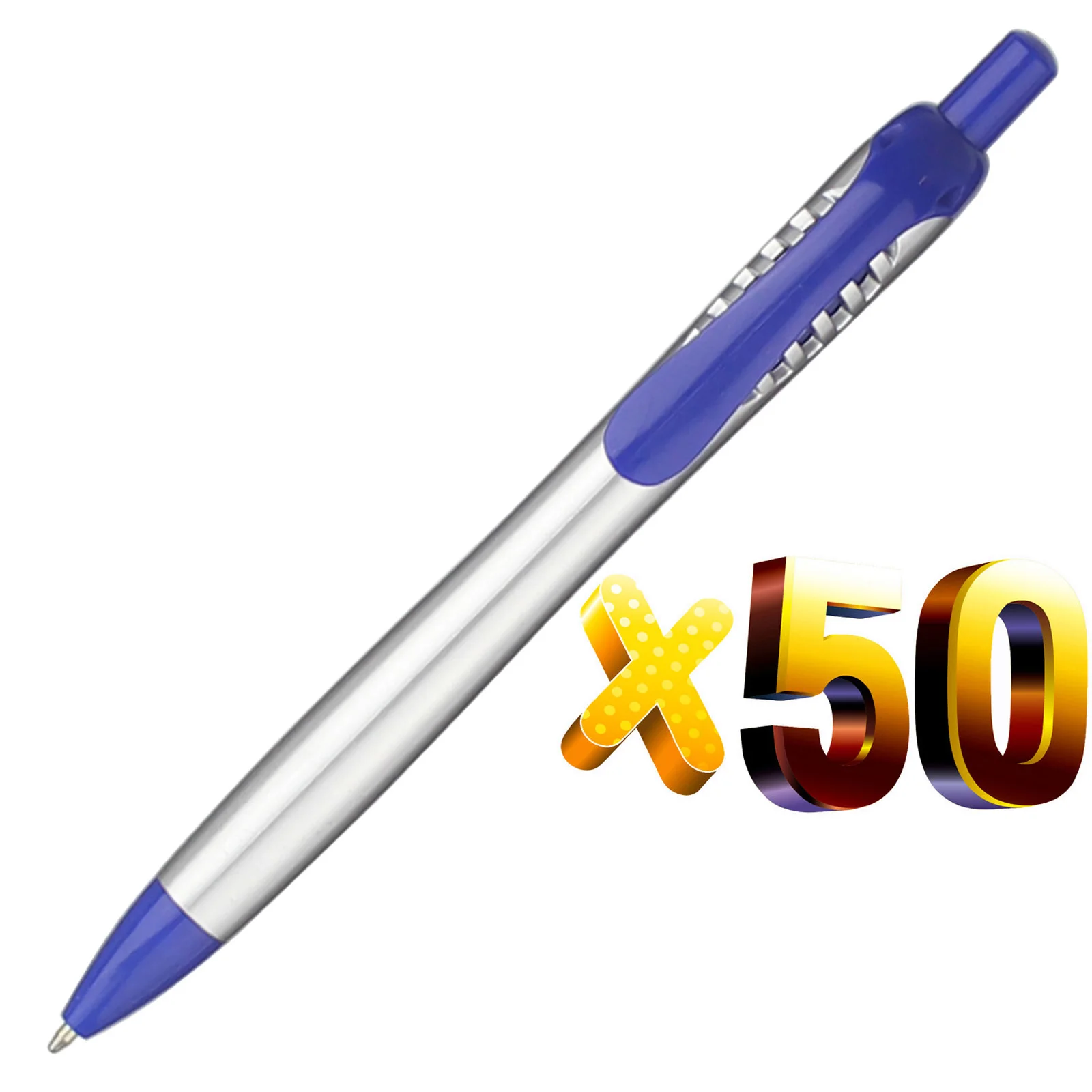 Лот 50 шт Серебряная шариковая ручка для открывания окон, шариковая ручка с цветными частями, шариковая ручка с индивидуальным логотипом и текстовым дисплеем - Цвет: blue