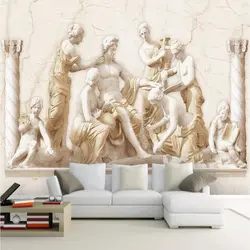 Европейский стиль винтажная настенная Ткань 3D рельефная Римская Статуя настенная фотообои Гостиная ТВ фон закрывающий стену рулон