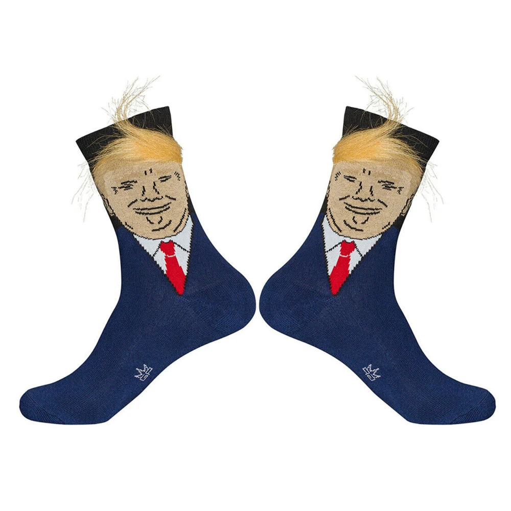 

Hot President Donald Trump Socks with 3D Fake Hair Crew Socks Funny Gift for Dropshipping 2019