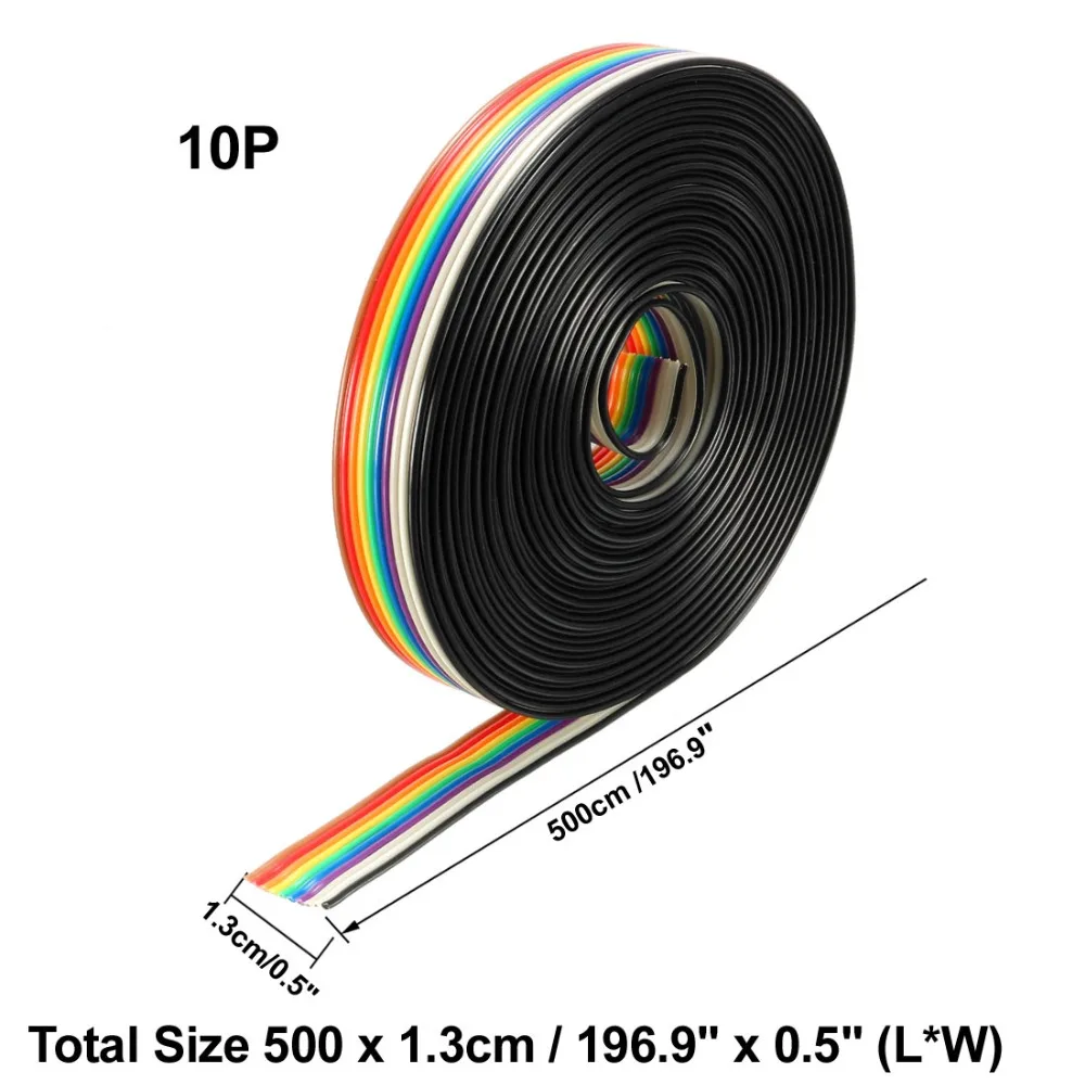 UXCELL 1 м 5 м 3 м Радужный цвет 10 контактов Перемычка провода ленты плоский кабель 1,27 мм Шаг 1,3 мм диаметр провода медный провод Лента провода