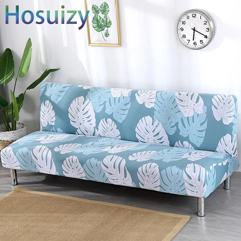 

Folding Sofa Bed Cover No Armrests Modern Furniture Tropical Cotton Plant Flower Winter Decoration Elastic Couch Covers Spandex